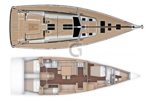 Sailboat Dufour 56 Exclusive Plattegrond van de boot