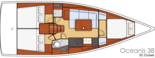 Sailboat Beneteau Océanis 38 Plan du bateau
