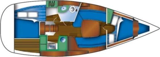Sailboat Jeanneau Sun Odyssey 32 Plattegrond van de boot