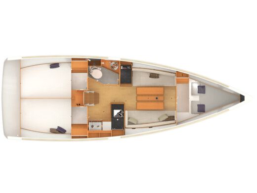 Sailboat Jeanneau Sun Odyssey 349 Plano del barco