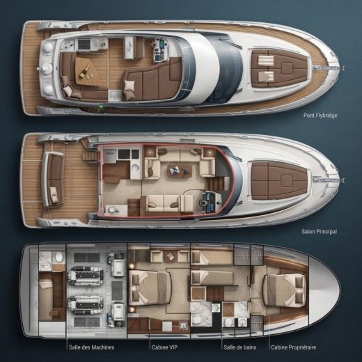 Motorboat Prestige Yachts Prestige 520 Boat design plan