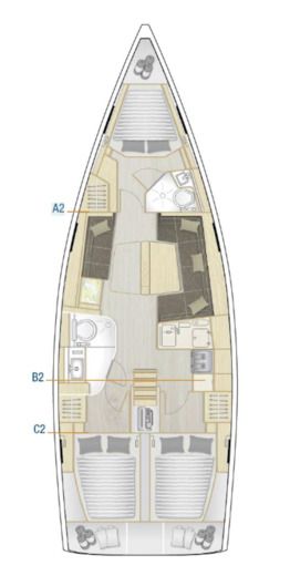 Sailboat  Hanse 418 Planimetria della barca