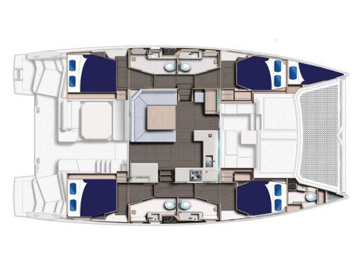 Catamaran  Moorings 4500L Plattegrond van de boot