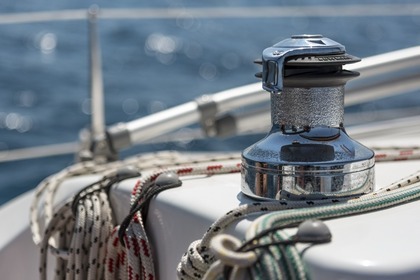 Sailboat with moorage in Ibiza town
