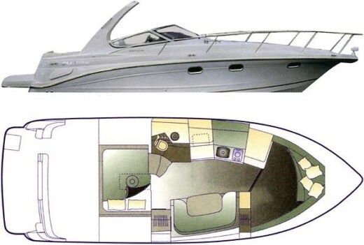 Motorboat Four Winns 328 Vista Σχέδιο κάτοψης σκάφους