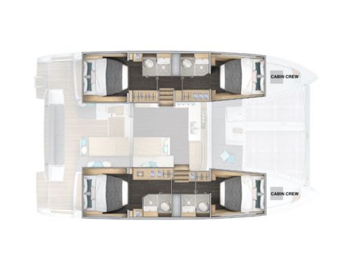 Catamaran  Lagoon 43 A/C & GEN & WM Σχέδιο κάτοψης σκάφους