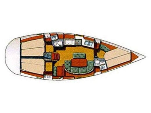 Sailboat  Oceanis 381 Clipper Planimetria della barca