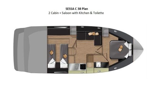 Motorboat Sessa Marine C38 Boat layout