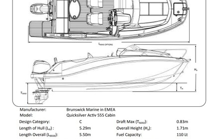 Quicksilver 555 Cabin Mercury 80hp Jazine