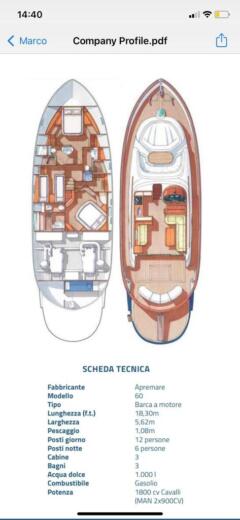 Motor Yacht Apreamare 60 Planimetria della barca