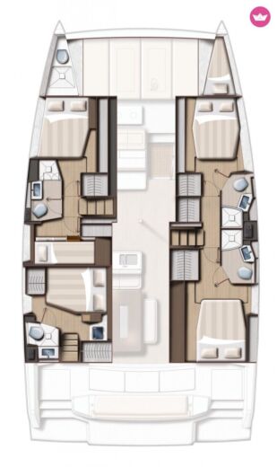 Catamaran Catana Group Bali 4.6 - 5 + 1 cab. Boot Grundriss