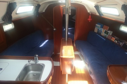 Sailboat with moorage in Ibiza town