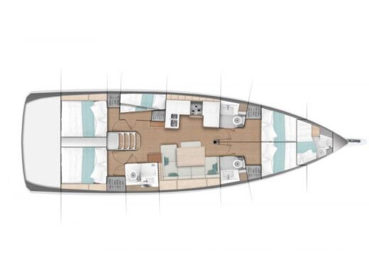 Sailboat Jeanneau Sun odyssey 490, 5+1 cabins Boat design plan