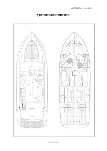 Motorboat Astondoa 464 GLX Plano del barco