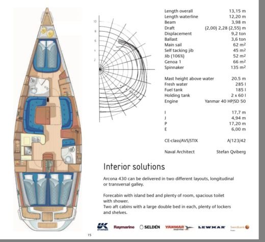 Sailboat Arcona 430 Plattegrond van de boot