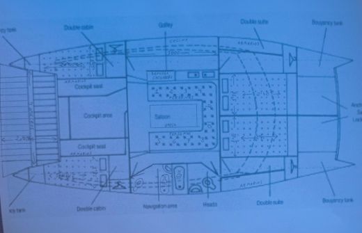 Catamaran Dean Catamarans 33 Boot Grundriss