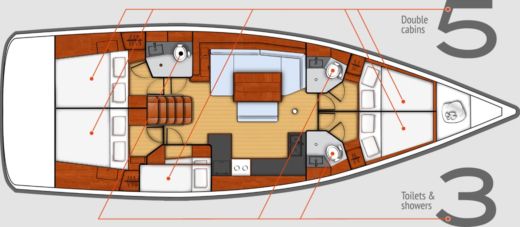 Sailboat Beneteau Oceanis 48 (Private Morning Trips Crete) Plattegrond van de boot