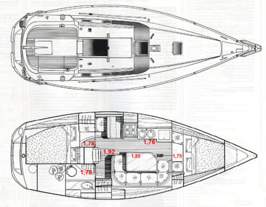 Sailboat Beneteau Oceanis 320 boat plan