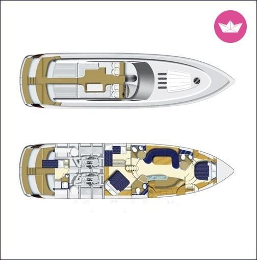Motor Yacht Princess Yachts V65 Plattegrond van de boot