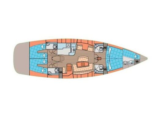 Sailboat Sailing Yacht Elan Impression 514 Plattegrond van de boot