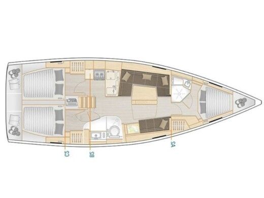 Sailboat  Hanse 418 Plattegrond van de boot