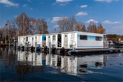 Enjoy gliding on the water with this house boat of