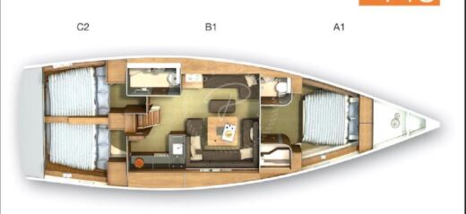 Sailboat HANSE 445 Boat layout