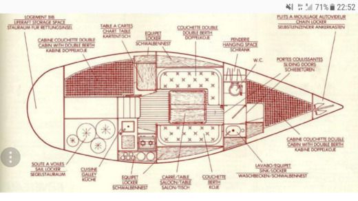 Sailboat Beneteau First 30E Boot Grundriss
