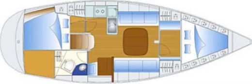 Sailboat Bavaria 38 cruiser 2009 Plattegrond van de boot