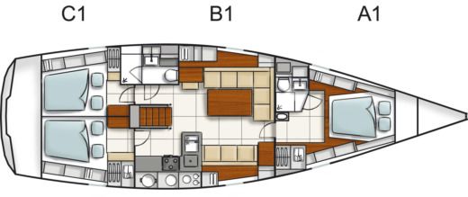 Sailboat Hanse 470 -- 6 hours Morning Sailing Trip Boat layout