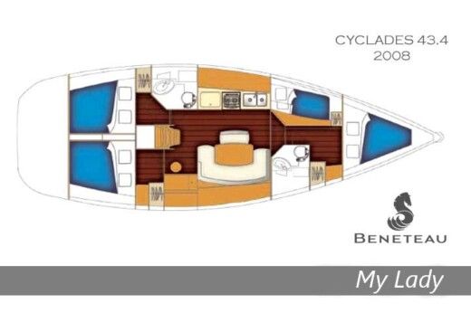 Sailboat Beneteau Cyclades 43.4 Boat layout
