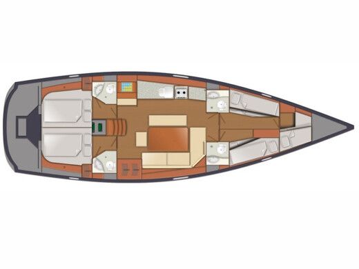 Sailboat  Delphia 47* Plattegrond van de boot