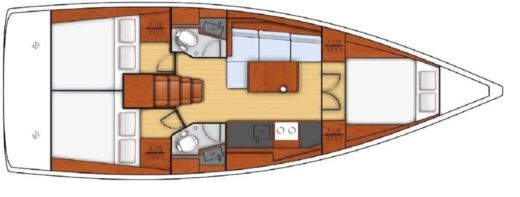 Sailboat BENETEAU OCEANIS 38.1 BT Plattegrond van de boot