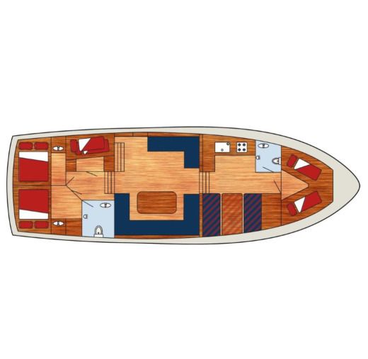 Houseboat BWS 1490 Plattegrond van de boot