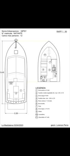 Motorboat Chris Craft Commander 31 Planimetria della barca