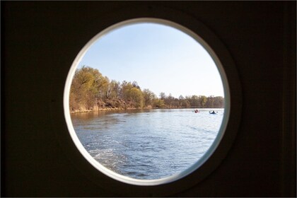 Enjoy gliding on the water with this house boat of