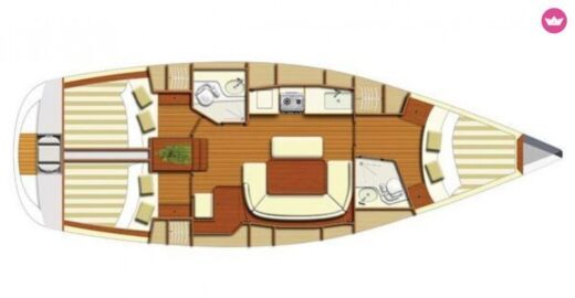 Sailboat Dufour Grand large 385 Plattegrond van de boot