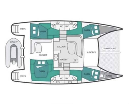 Catamaran Fountaine Pajot Orana 44 Planimetria della barca