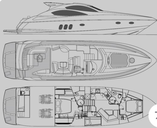 Motor Yacht Sunseeker Predator 62 boat plan