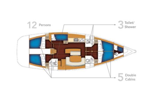 Sailboat Beneteau Cyclade 50.50 Boot Grundriss