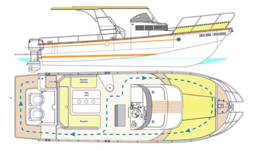 Motorboat Beacher V10 Plan du bateau