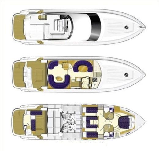Motor Yacht Princess 56 Flybridge, 1600HP Boot Grundriss