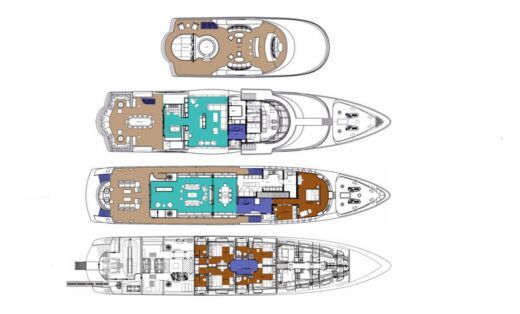 Motor Yacht CMB Yachts Custom Σχέδιο κάτοψης σκάφους