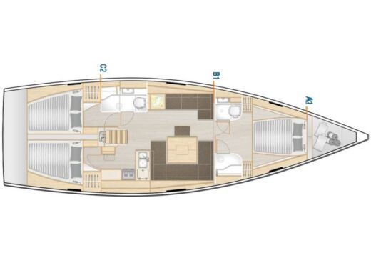 Sailboat  Hanse 458 Plattegrond van de boot