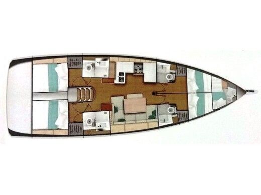 Sailboat  Sun Odyssey 490 4 cabins Plano del barco