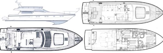 Motorboat Ferretti Ferretti 58 fly Party Boat Boat layout