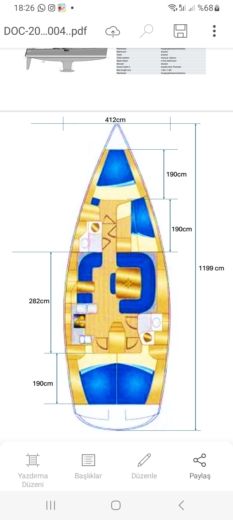 Sailboat Novak Anton Triplast Y40 Plano del barco