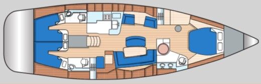 Sailboat Elan 514 Luxury crewed charter Boat layout