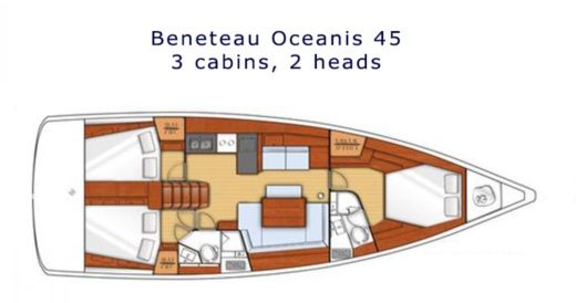 Sailboat Beneteau Oceanis 45 Plano del barco