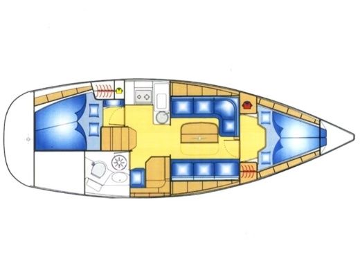 Sailboat  Bavaria 33 Cruiser Plattegrond van de boot